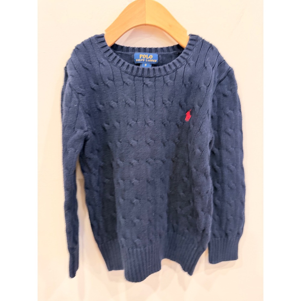 Polo Ralph‎ Lauren Navy Cable Knit Sweater Size 6 Kids Girls